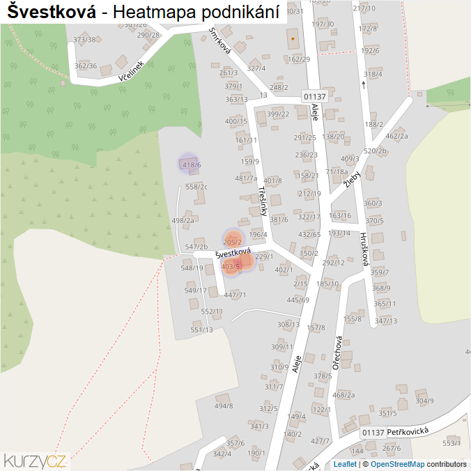 Mapa Švestková - Firmy v ulici.
