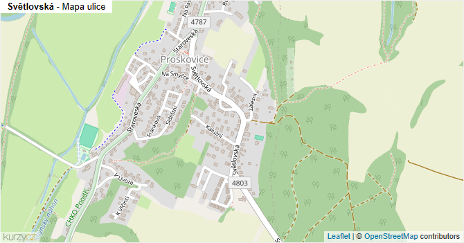 Světlovská - mapa ulice