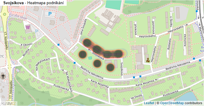 Svojsíkova - mapa podnikání