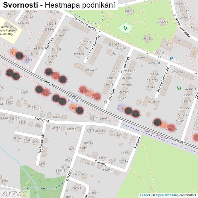 Mapa Svornosti - Firmy v ulici.