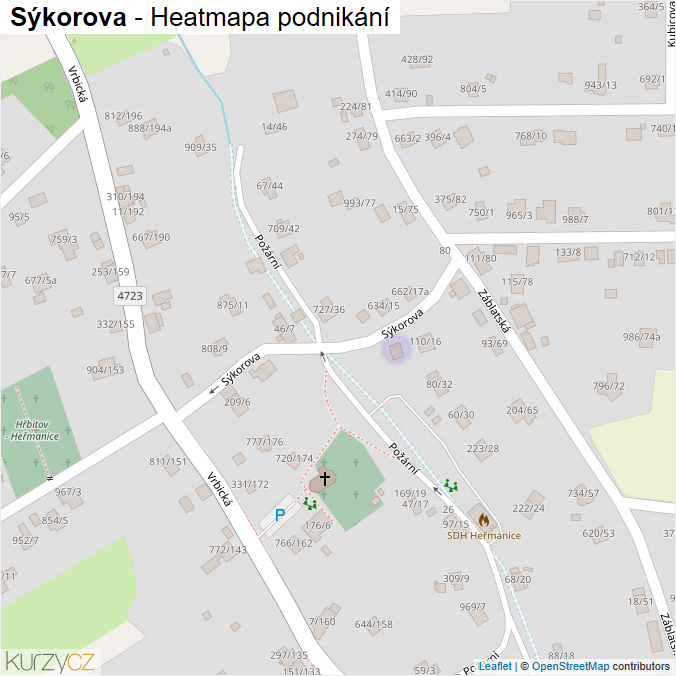 Mapa Sýkorova - Firmy v ulici.