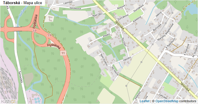 Táborská - mapa ulice