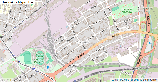 Tavičská - mapa ulice