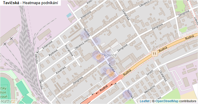 Tavičská - mapa podnikání
