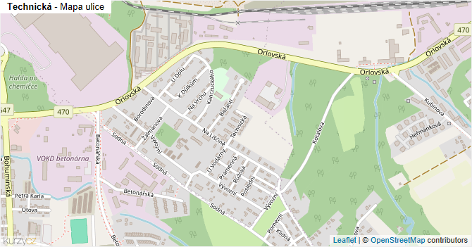 Technická - mapa ulice