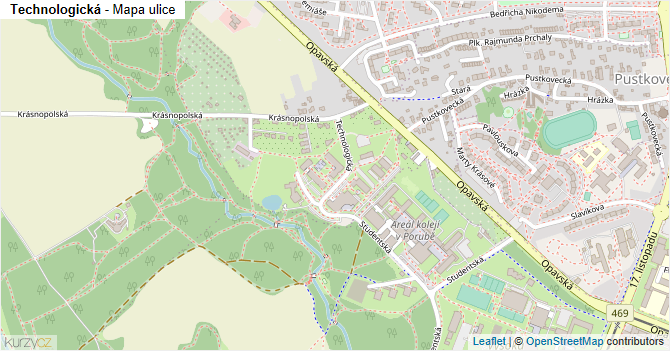 Technologická - mapa ulice