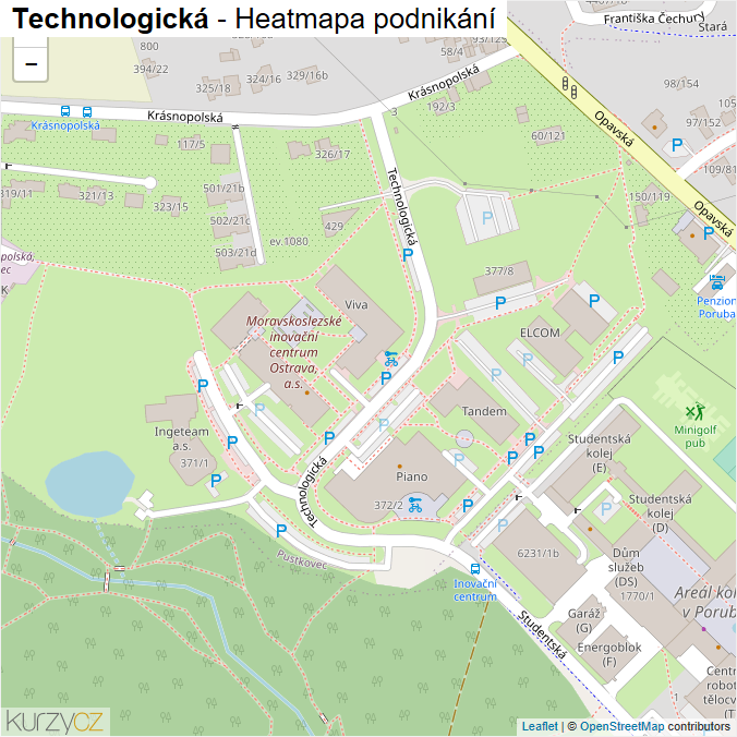 Mapa Technologická - Firmy v ulici.