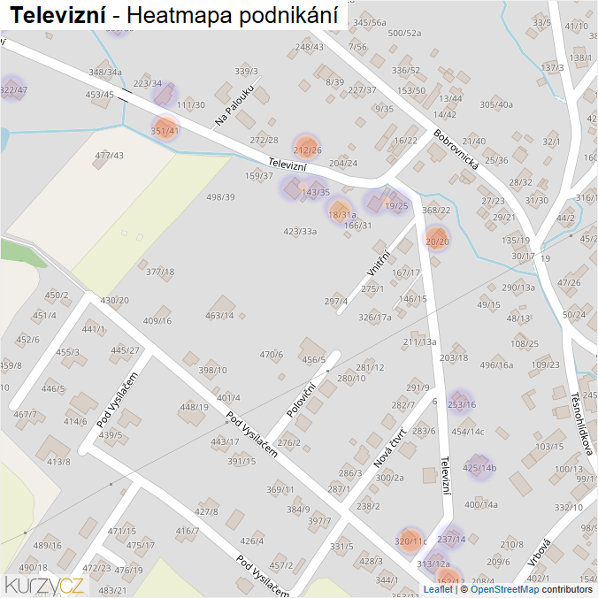 Mapa Televizní - Firmy v ulici.