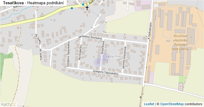Tesaříkova - mapa podnikání