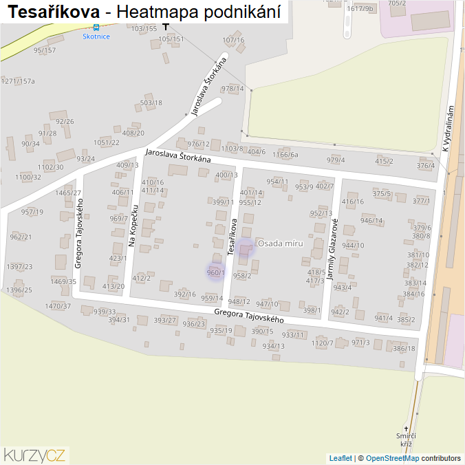 Mapa Tesaříkova - Firmy v ulici.