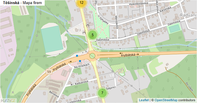 Těšínská - mapa firem