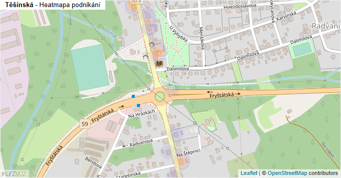 Těšínská - mapa podnikání