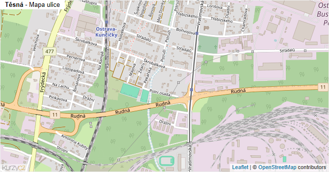Těsná - mapa ulice