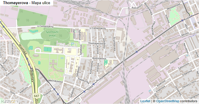Thomayerova - mapa ulice