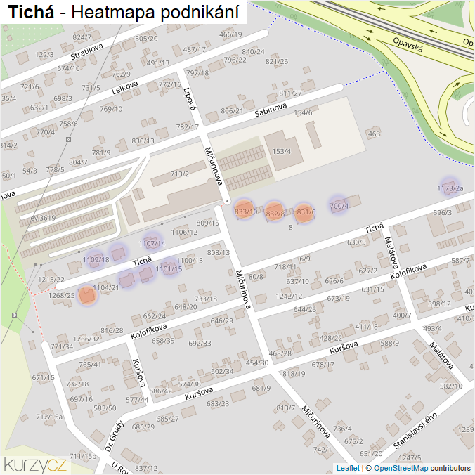 Mapa Tichá - Firmy v ulici.