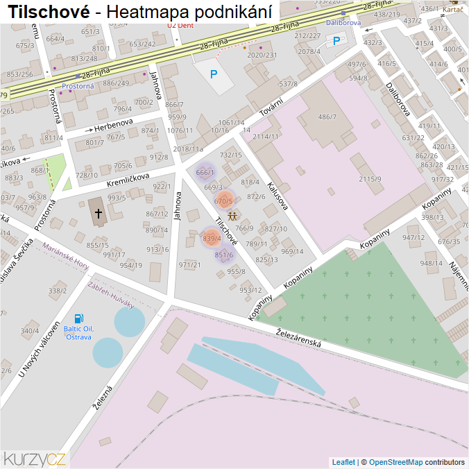 Mapa Tilschové - Firmy v ulici.