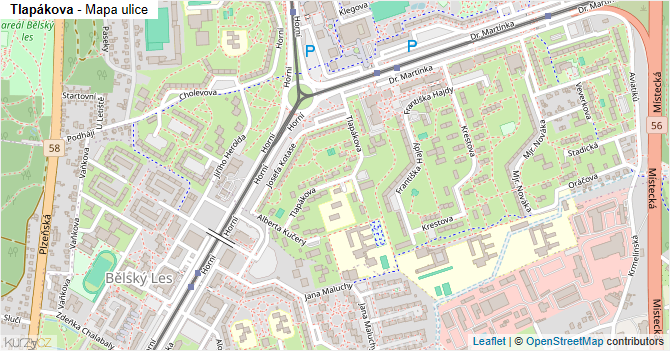 Tlapákova - mapa ulice