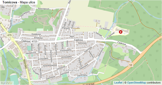 Tomicova - mapa ulice