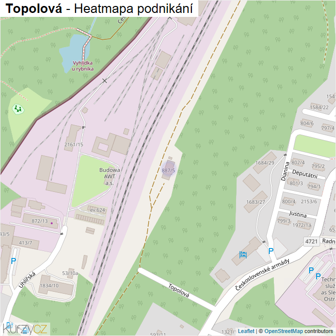 Mapa Topolová - Firmy v ulici.