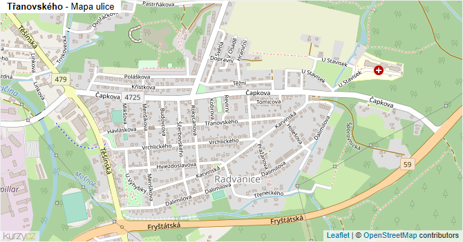 Třanovského - mapa ulice