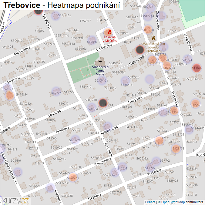Mapa Třebovice - Firmy v části obce.