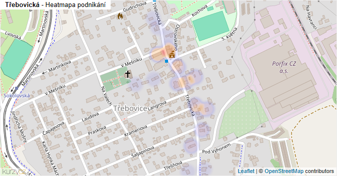 Třebovická - mapa podnikání
