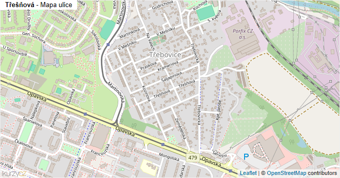 Třešňová - mapa ulice