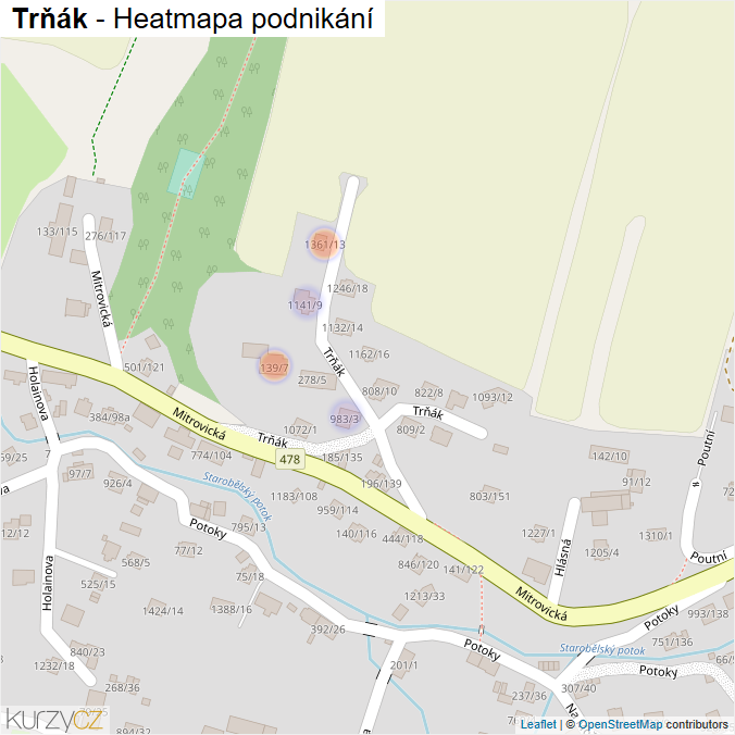 Mapa Trňák - Firmy v ulici.