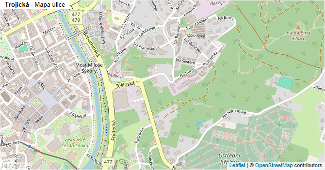 Trojická - mapa ulice