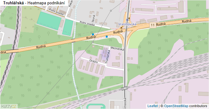 Truhlářská - mapa podnikání