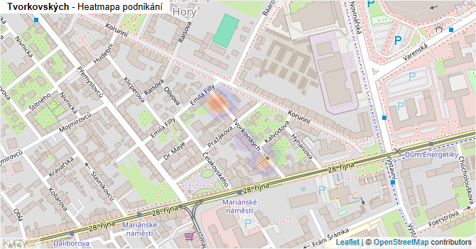 Tvorkovských - mapa podnikání