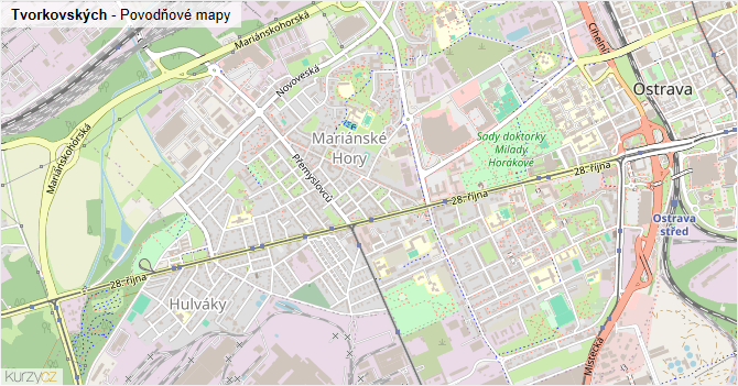 Tvorkovských - záplavové mapy stoleté vody