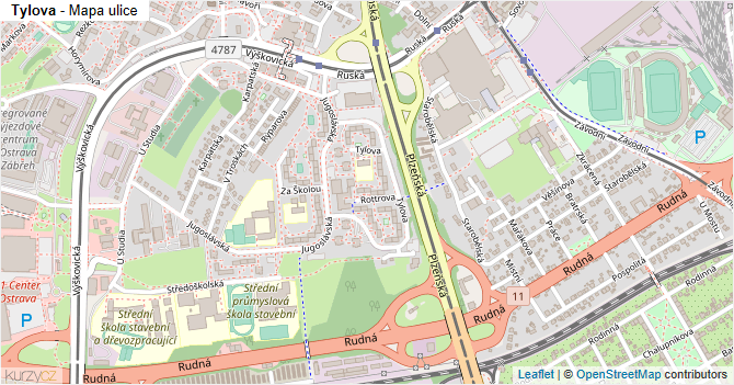 Tylova - mapa ulice
