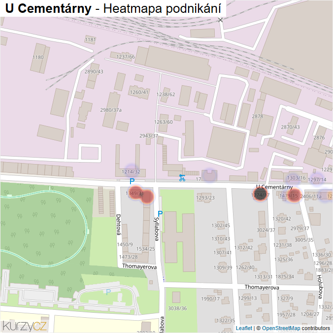 Mapa U Cementárny - Firmy v ulici.