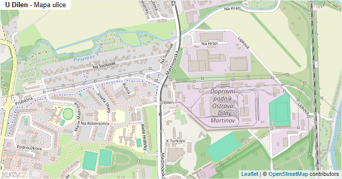 U Dílen - mapa ulice