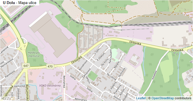 U Dolu - mapa ulice