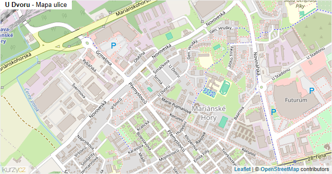 U Dvoru - mapa ulice
