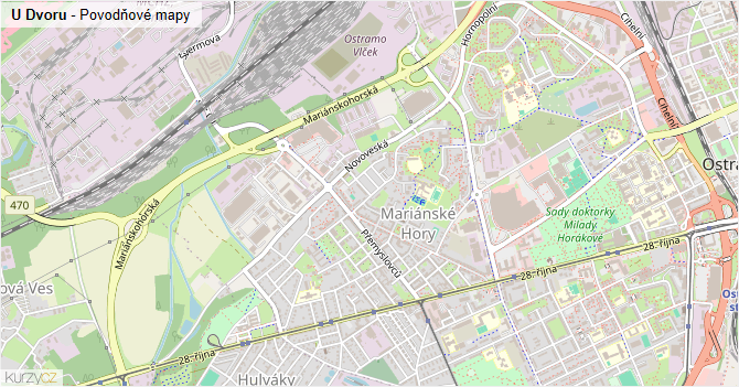 U Dvoru - záplavové mapy stoleté vody