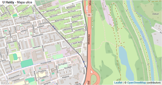 U Haldy - mapa ulice