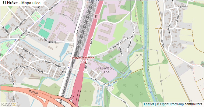 U Hráze - mapa ulice