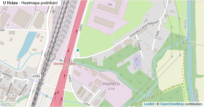 U Hráze - mapa podnikání