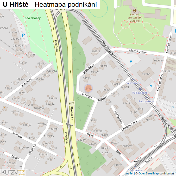 Mapa U Hřiště - Firmy v ulici.