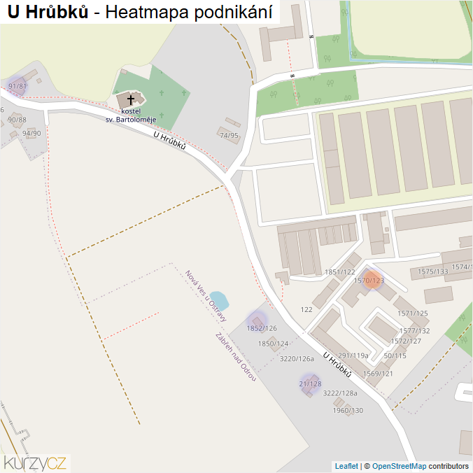 Mapa U Hrůbků - Firmy v ulici.