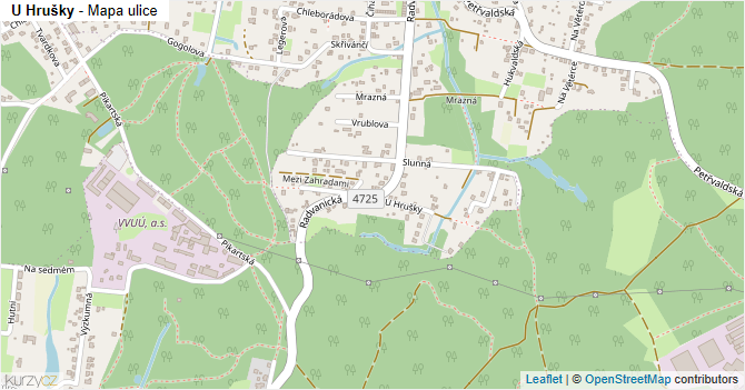 U Hrušky - mapa ulice