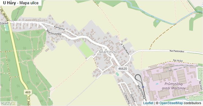 U Hůry - mapa ulice