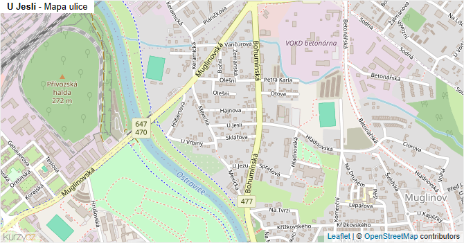 U Jeslí - mapa ulice