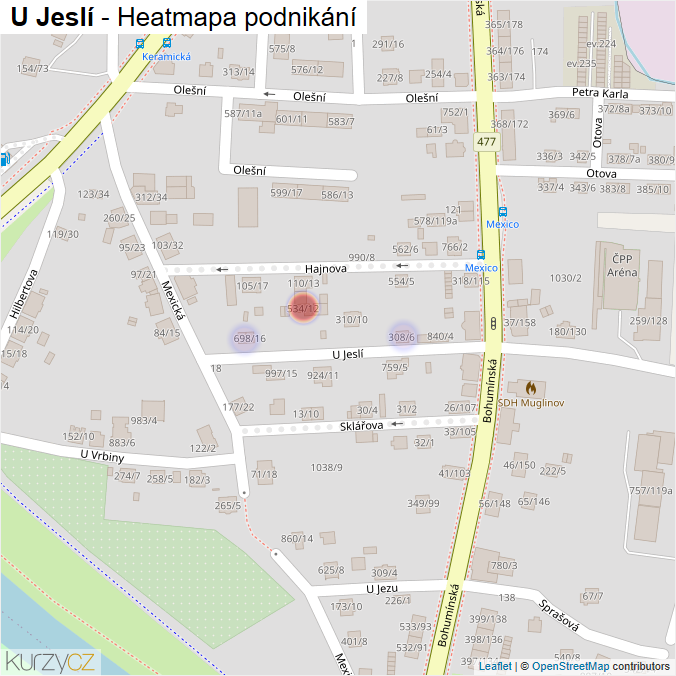 Mapa U Jeslí - Firmy v ulici.
