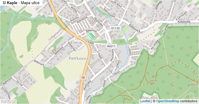 U Kaple - mapa ulice