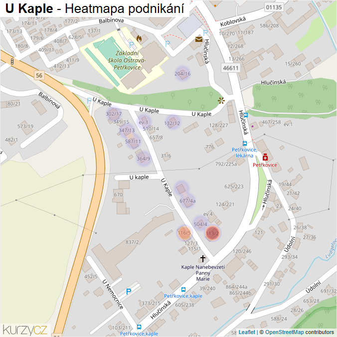 Mapa U Kaple - Firmy v ulici.