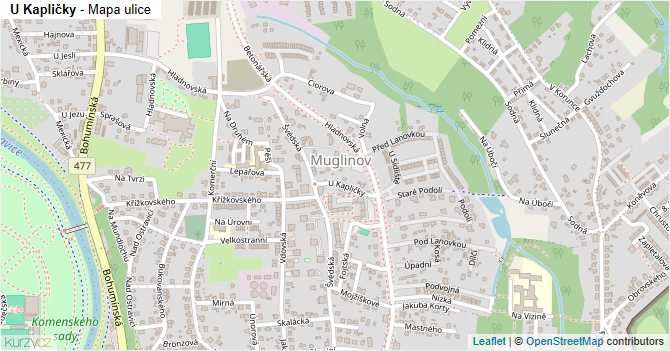 U Kapličky - mapa ulice
